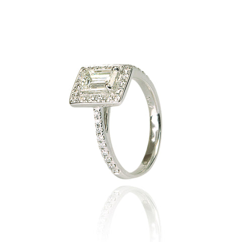 Inel Logodnă din Aur Alb 18K si Diamante Naturale